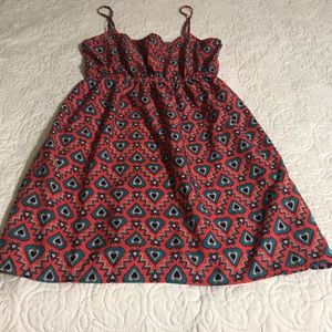 ROXY medium fun teal and burnt orange sundress